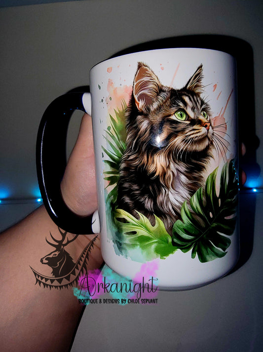 Tasse en céramique sur commande - Collection Watercolor Realism - Chat - 02