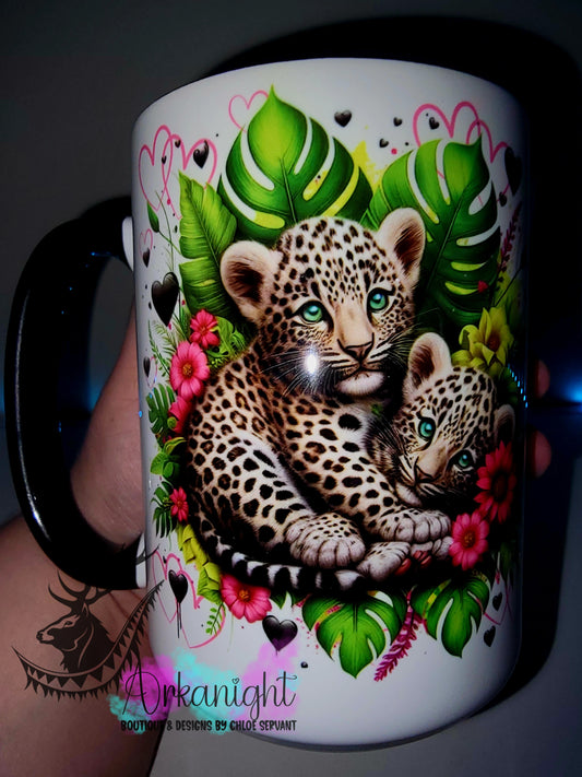 Tasse en céramique sur commande - Collection Saint-Valentin 2026 - Couple de Bébé Léopards