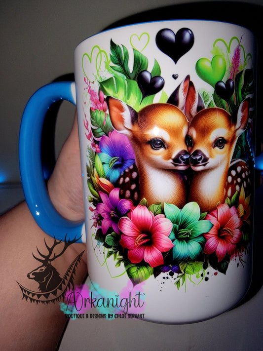 Tasse en céramique sur commande - Collection Saint-Valentin 2026 - Couple de chevreuils