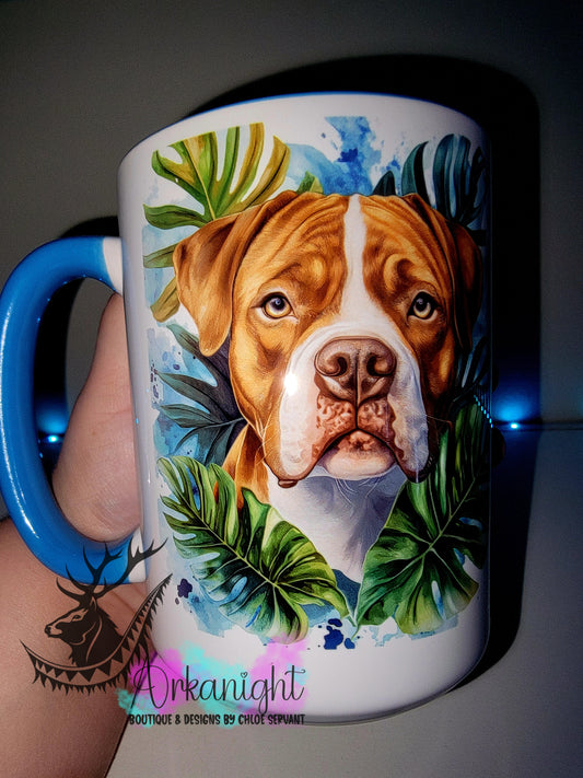 Tasse en céramique sur commande - Collection Watercolor Realism - Pitbull Roux