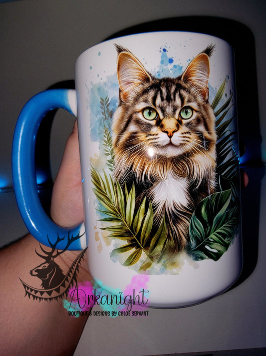 Tasse en céramique sur commande - Collection Watercolor Realism - Mainecoon Tabbie