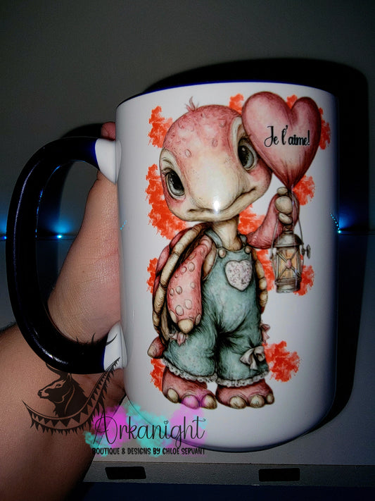Tasse en céramique sur commande - Collection Saint-Valentin 2026 - Vintage - Je t'aime Tortue Male