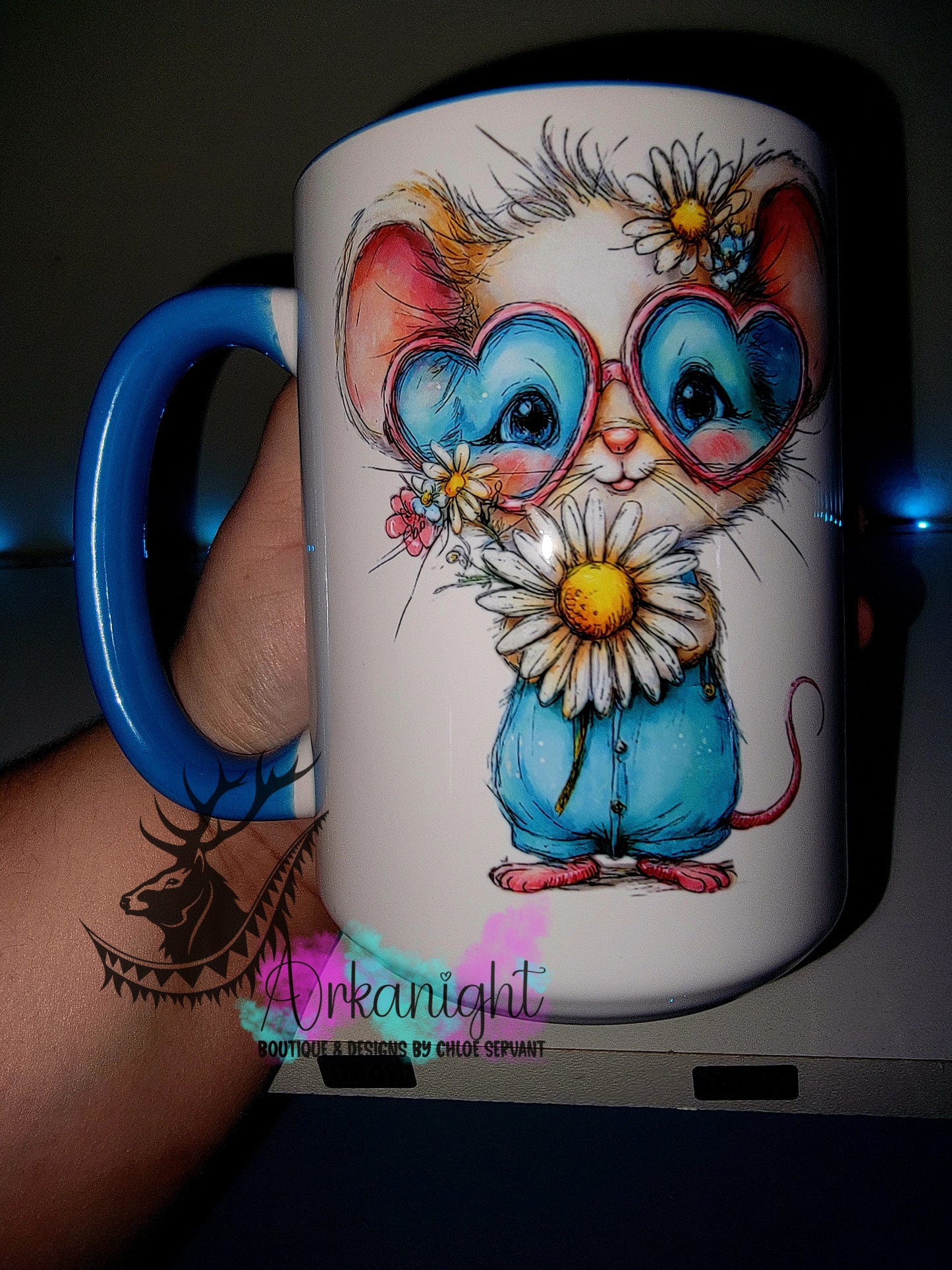 Tasse en céramique sur commande - Collection Saint-Valentin 2026 - Vintage - Souris Marguerite Amoureuse