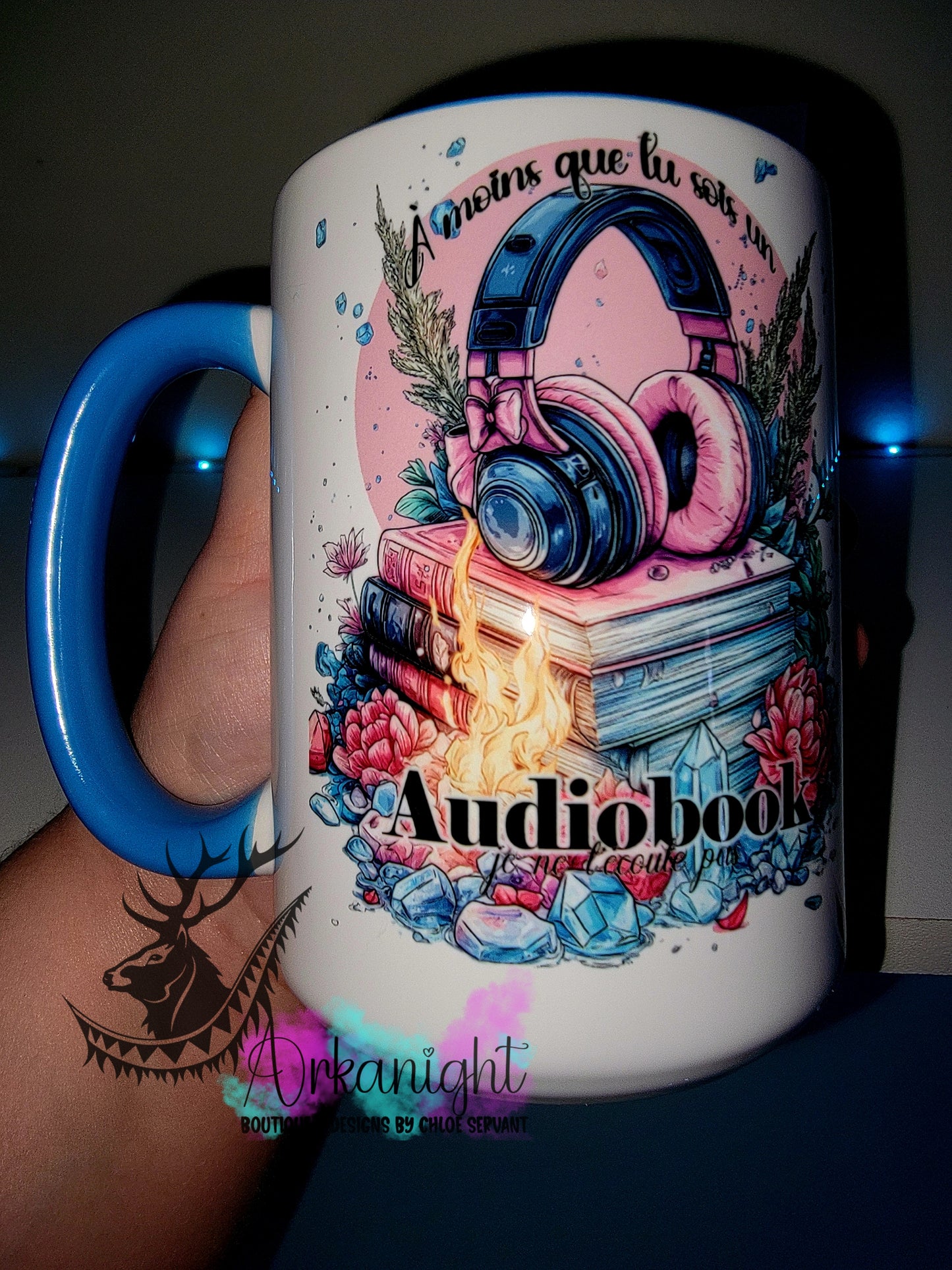 Tasse en céramique sur commande - Collection Lecture - Dark Romance - Si tu n'es pas un Audiobook, je ne t'écoute pas !