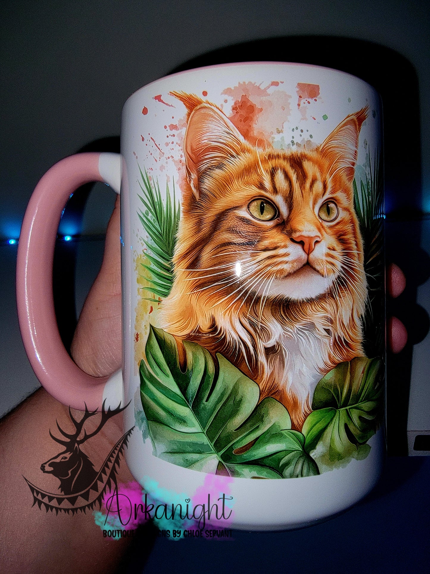 Tasse en céramique sur commande - Collection Watercolor Realism - Mainecoon Roux