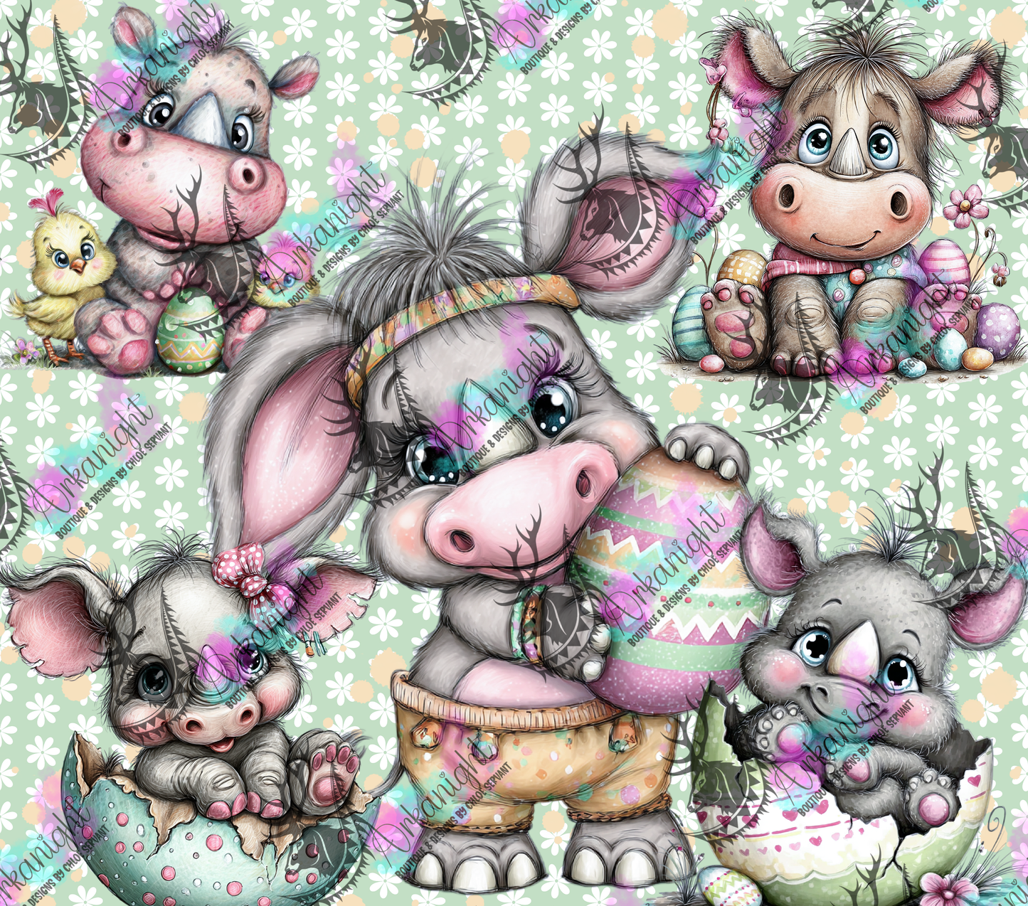Numérique - Collection Pâques 2026 - Vintage - Cute Rhino