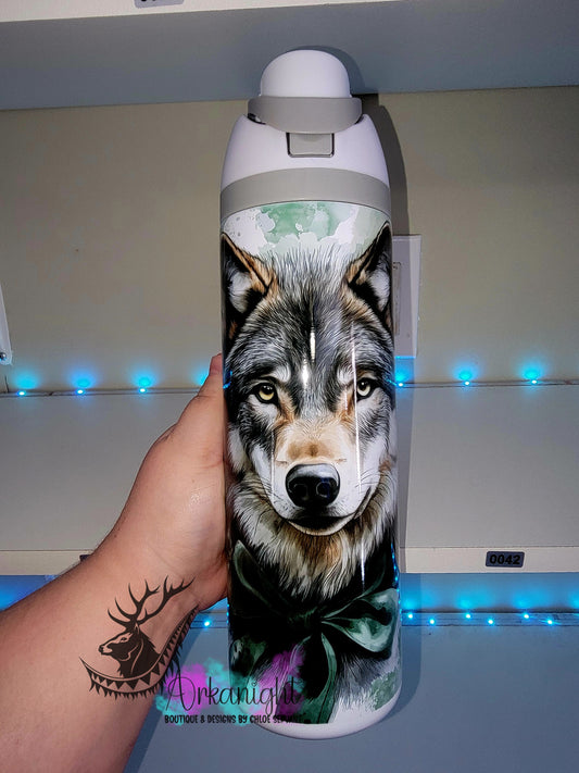 Owala DUPE 24 oz sur commande - Collection Watercolor Realism - Loup