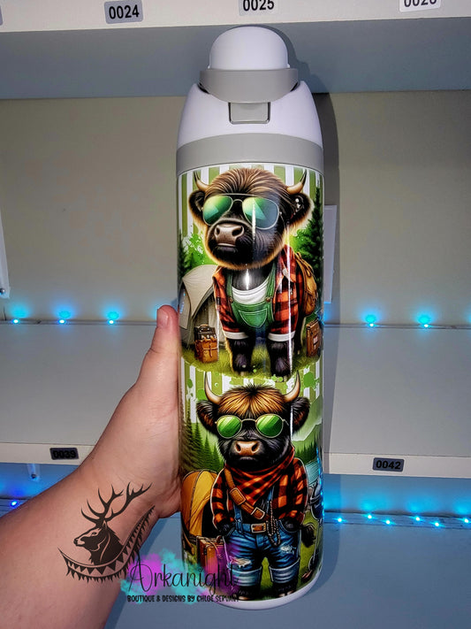 Owala DUPE 24 oz sur commande - Vache Highland Camping - Vert