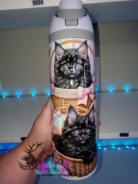 Owala DUPE 24 oz sur commande - Collection Pâques - Chaton Mainecoon Noir