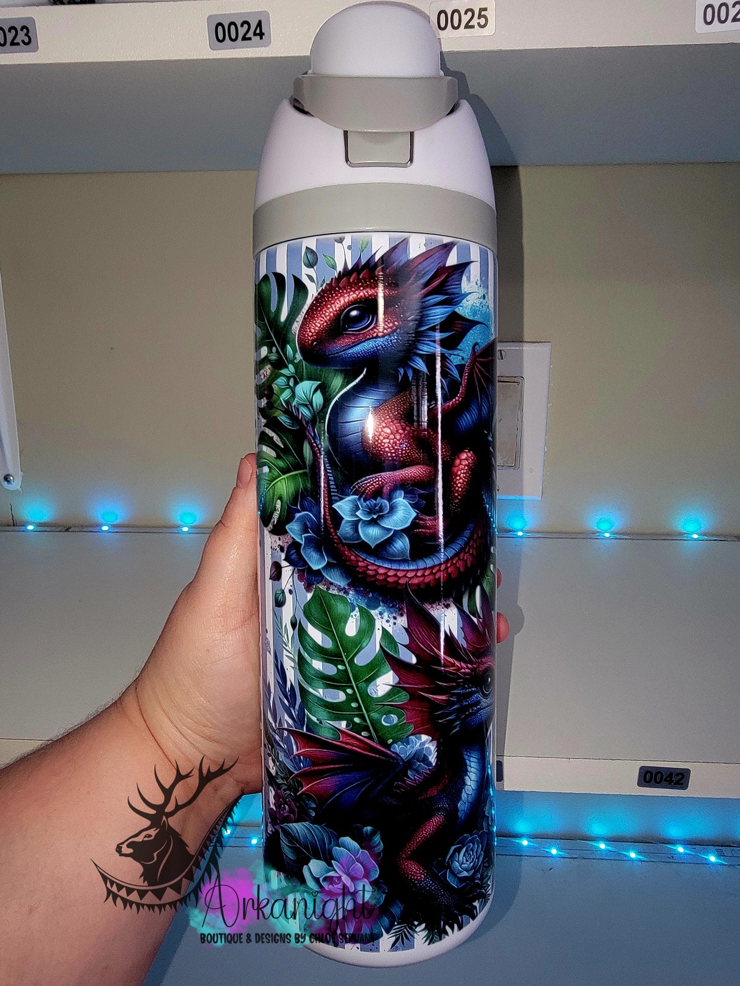 Owala DUPE 24 oz sur commande - Collection Monstera & Animals - Dragon
