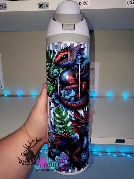 Owala DUPE 24 oz sur commande - Collection Monstera & Animals - Dragon