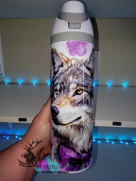 Owala DUPE 24 oz sur commande - Collection Watercolor Realism - Female Wolf