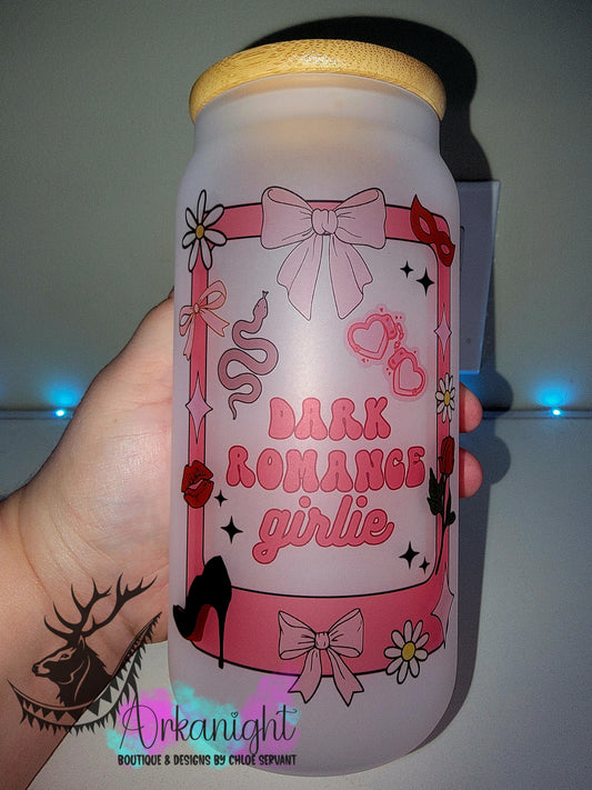 Verre en vitre givré 16oz & Couvercle en Bambou - Collection Lecture - Dark Romance Girlie