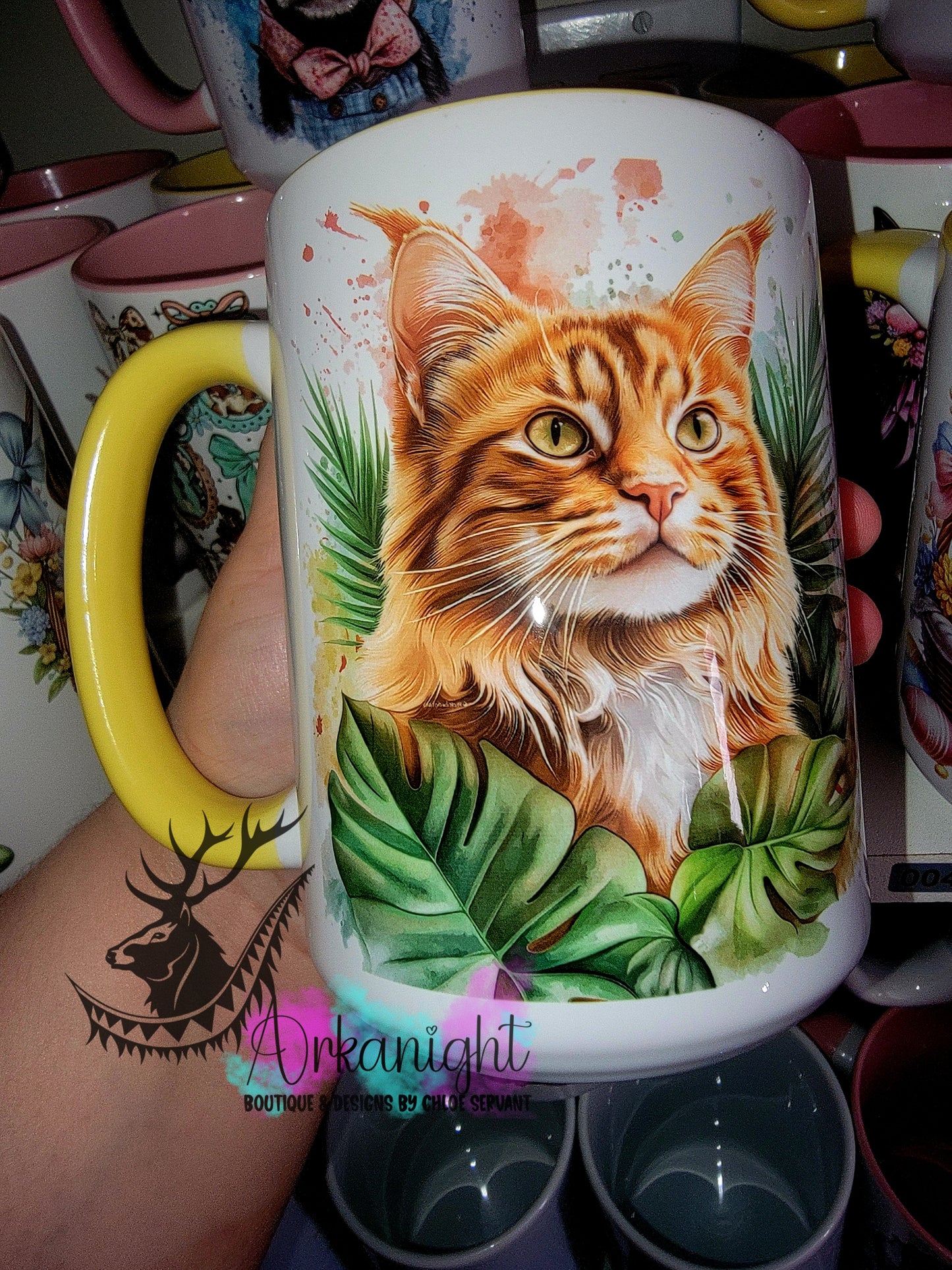 Tasse en céramique sur commande - Collection Watercolor Realism - Mainecoon Roux