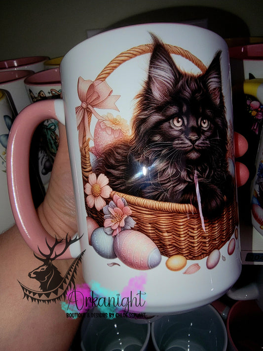 Tasse en céramique sur commande - Collection Pâques 2026 - Chaton Mainecoon Noir