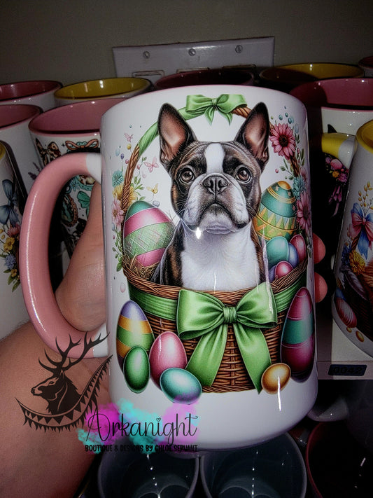 Tasse en céramique sur commande - Collection Pâques 2026 - Boston Terrier - 02