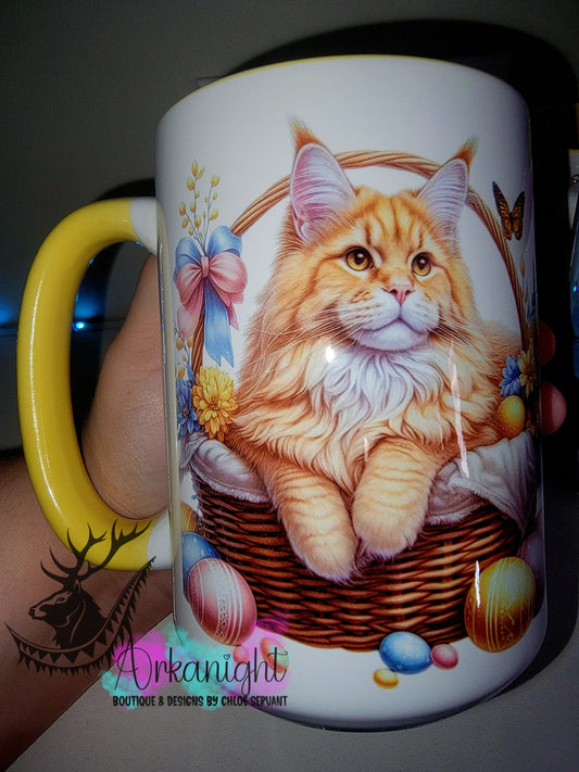 Tasse en céramique sur commande - Collection Pâques 2026 - Chat mainecoon Roux