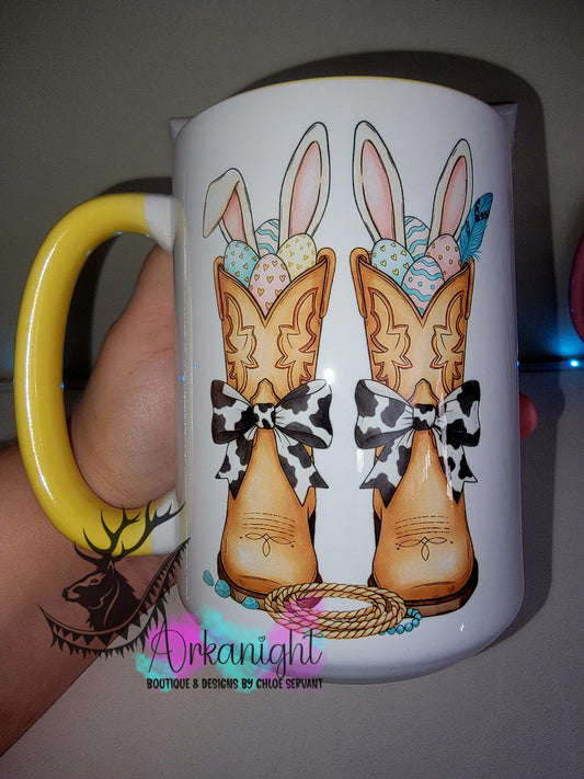 Tasse en céramique sur commande - Collection Pâques 2026 - Vintage - Bottes de cowgirl