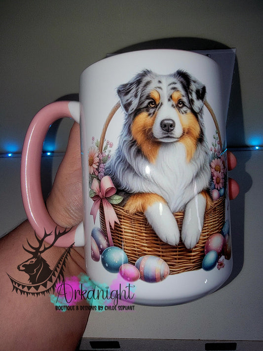 Tasse en céramique sur commande - Collection Pâques 2026 - Berger Australien Bleu Merle