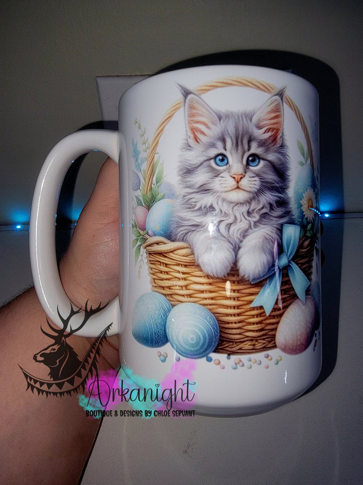 Tasse en céramique sur commande - Collection Pâques 2026 - Chaton Mainecoon Gris
