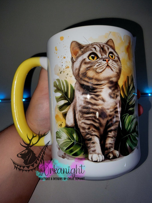 Tasse en céramique sur commande - Collection Watercolor Realism - Chat - 03