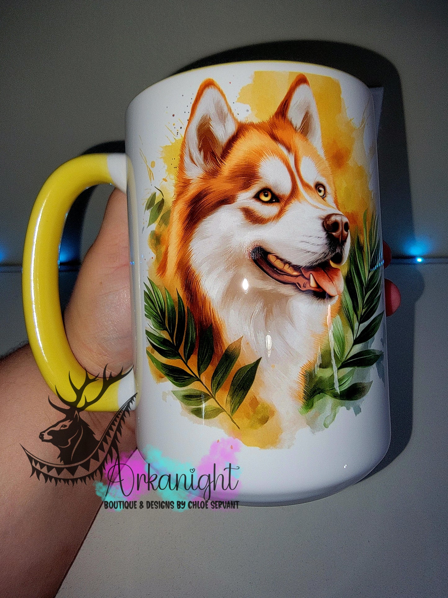Tasse en céramique sur commande - Collection Watercolor Realism - Malamute Roux