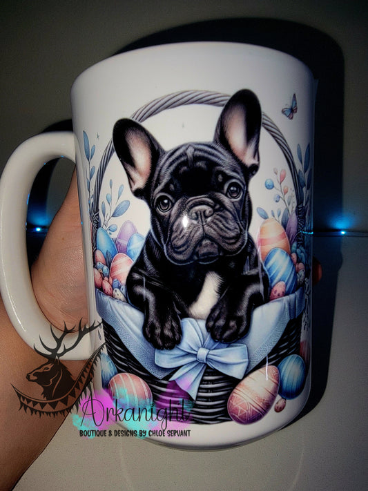 Tasse en céramique sur commande - Collection Pâques 2026 - Bulldog Français Noir