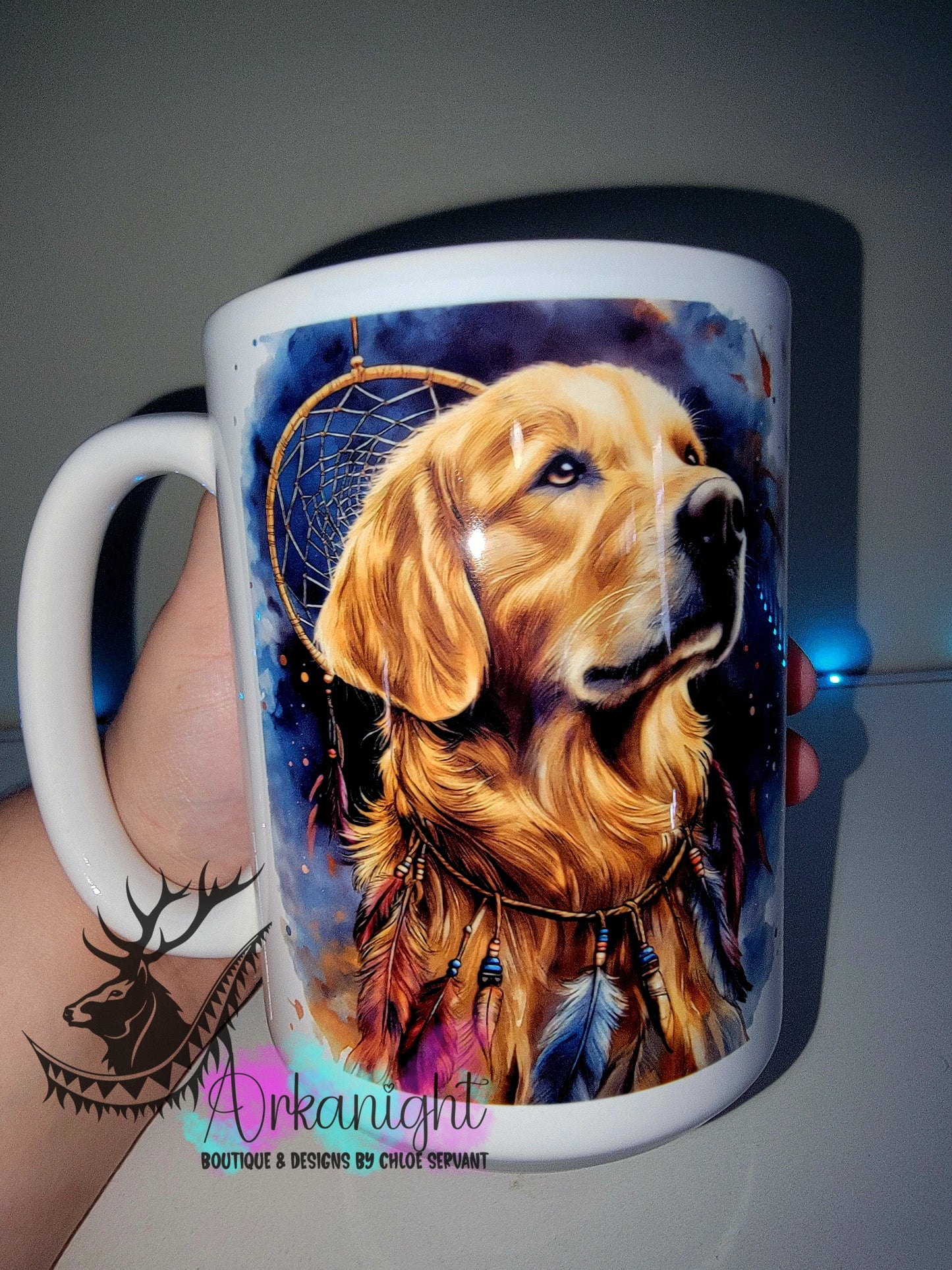 Tasse en céramique sur commande - Collection Watercolor Realism - Golden Retriever