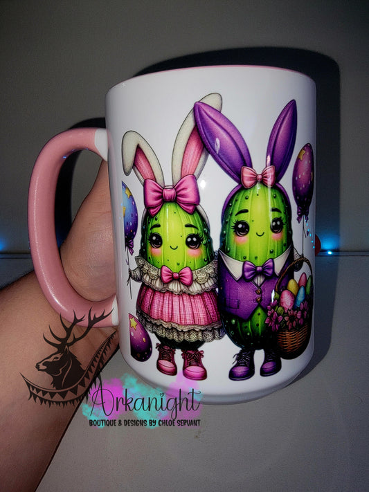 Tasse en céramique sur commande - Collection Pâques 2026 - Cornichons - Mauve & Rose