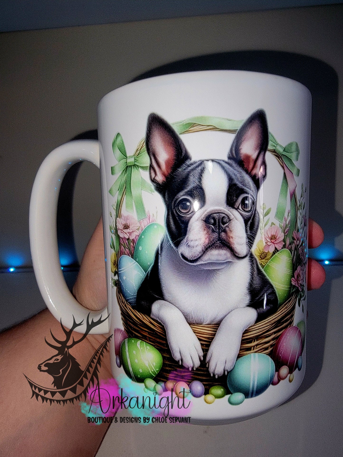 Tasse en céramique sur commande - Collection Pâques 2026 - Boston Terrier - 01