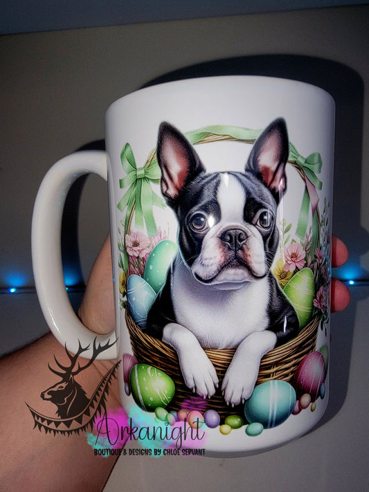 Tasse en céramique sur commande - Collection Pâques 2026 - Boston Terrier - 01