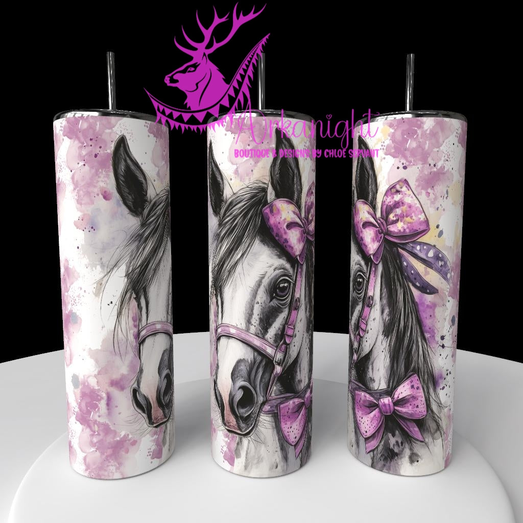 Gourde sur commande - Watercolor Realism - Pouliche Paint Horse - Teinte Lilas