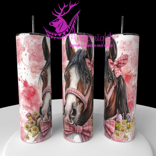 Gourde sur commande - Watercolor Realism - Cheval Clydesdale