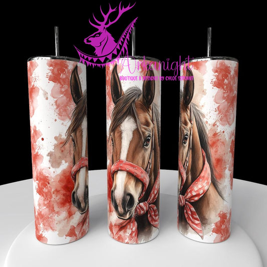 Gourde sur commande - Watercolor Realism - Quarter Horse - Teinte Rouge/Orangé
