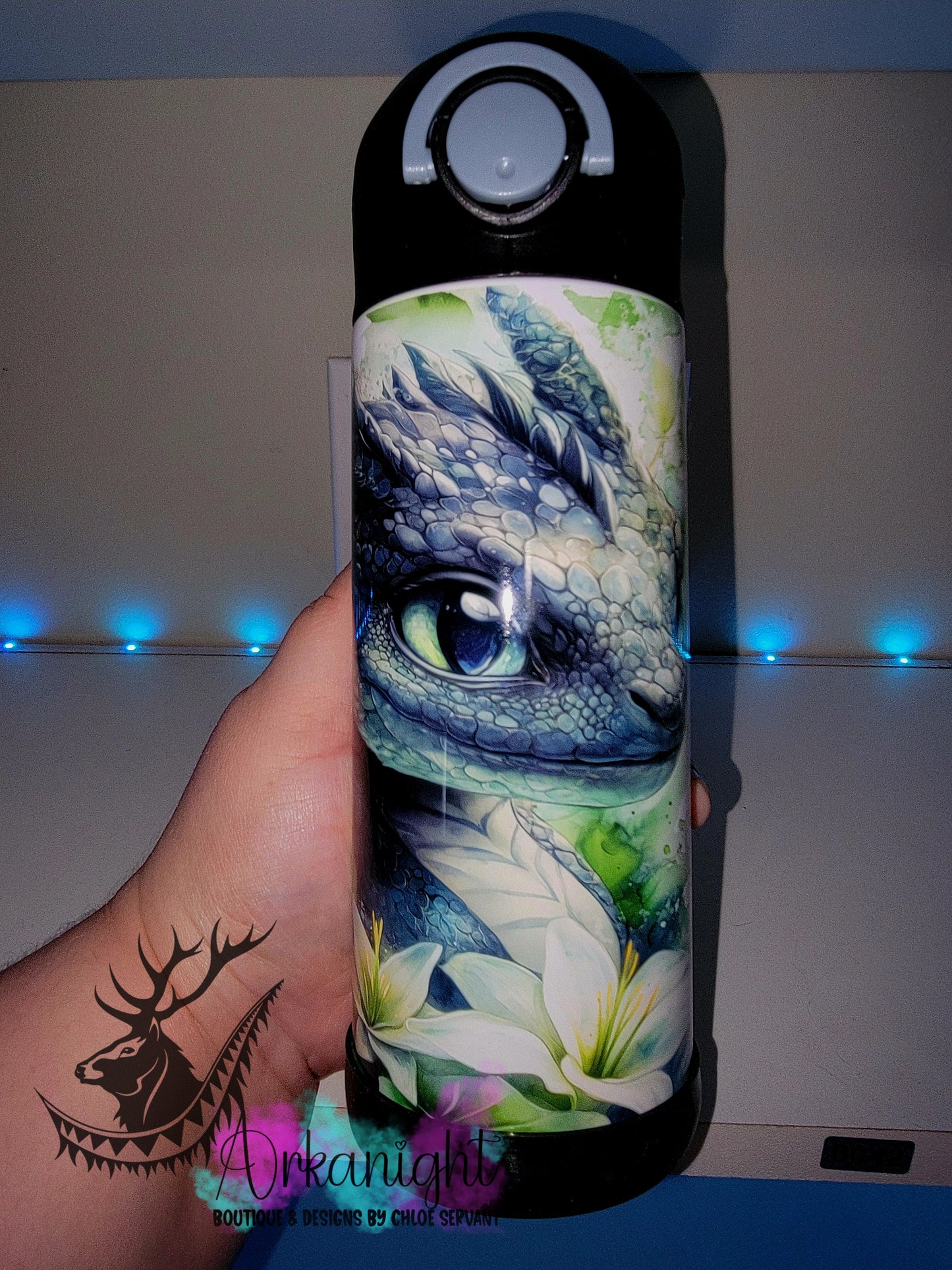 Gourde pour enfant - Sur Commande - Collection Realism Été 2026 - Dragon Vert Forêt & Noir