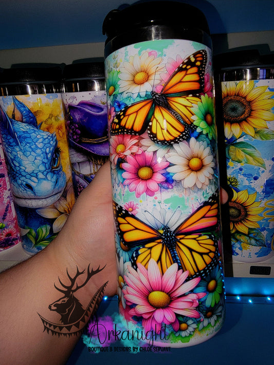 Gourde sur commande - Couvercle à café - 14 oz - Collection Été 2026 - Papillon Monarch