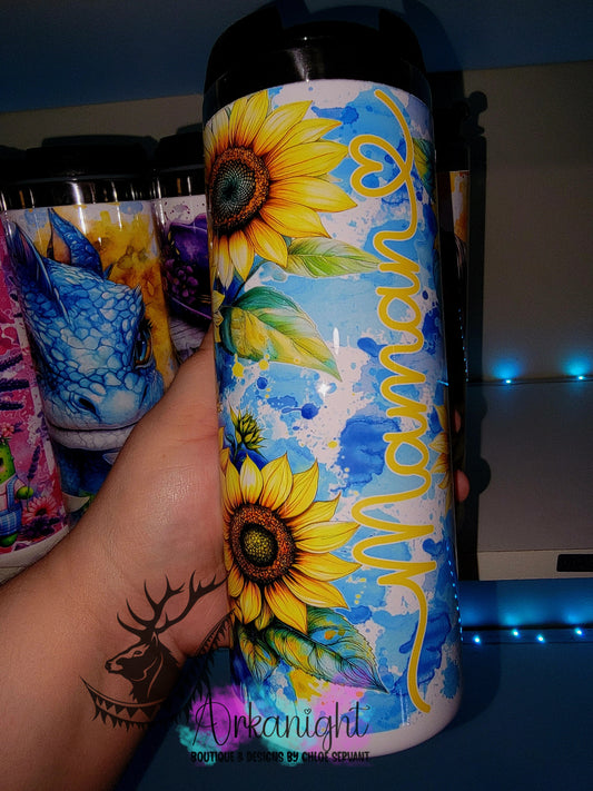 Gourde sur commande - Couvercle à café - 14 oz - Collection Été 2026 - Maman Sunflowers
