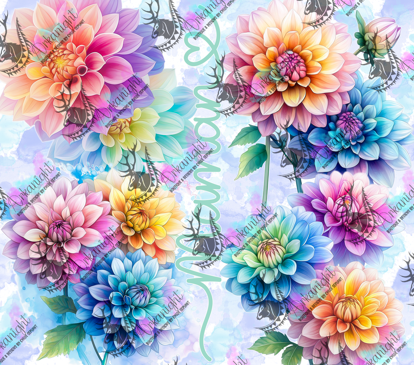 Numérique - Collection Fête des mères Fleurie 2026 - Dahlia  - Maman - Mamie - Sans Texte (3 designs inclus)