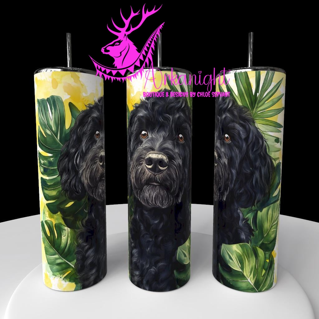 Gourde sur commande - Collection Watercolor Realism - Chiens - Goldendoodle Noir