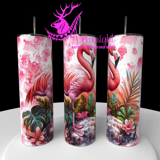 Gourde sur commande - Collection Watercolor Realism - Animaux - Flamant Rose