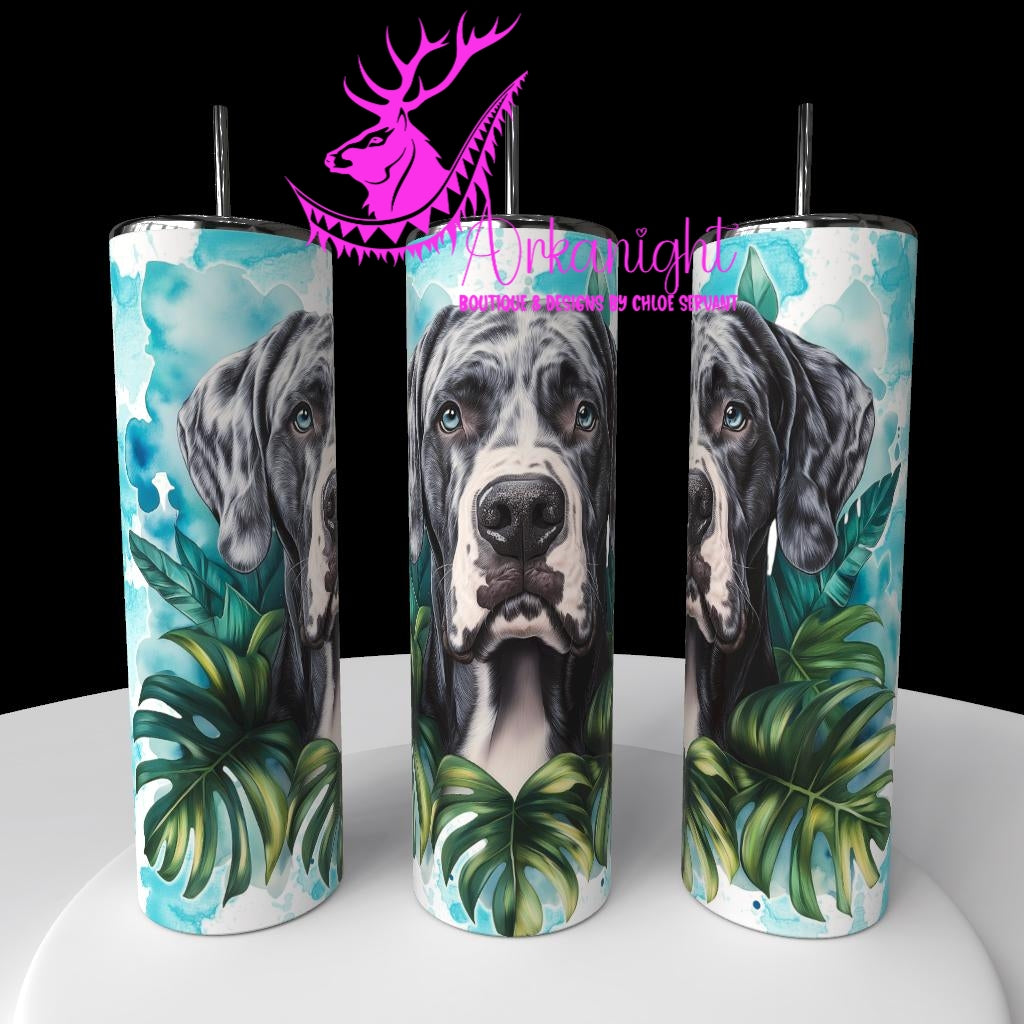 Gourde sur commande - Collection Watercolor Realism - Chiens - Grand Danois Merle