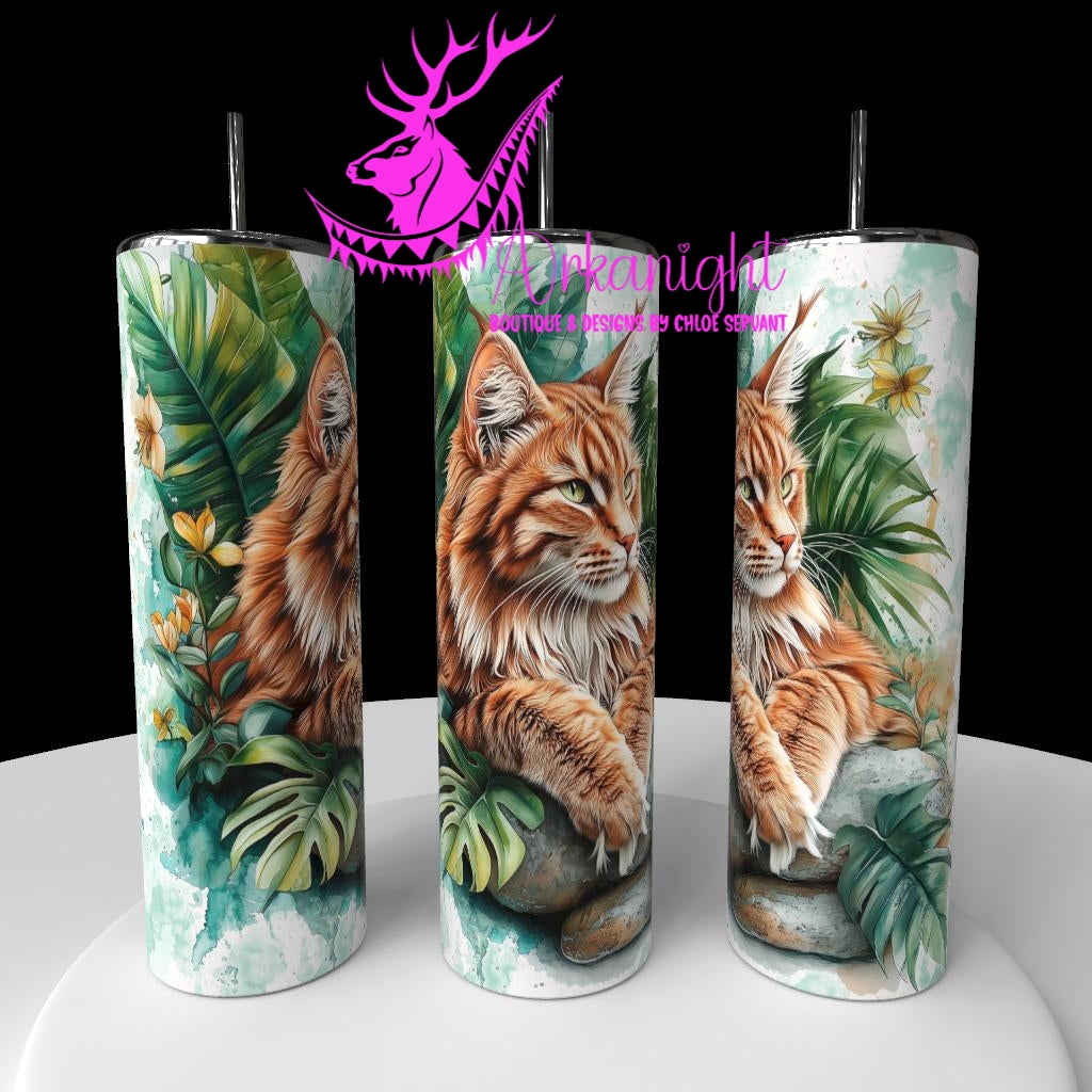 Gourde sur commande - Collection Watercolor Realism - Animaux - Mainecoon Roux