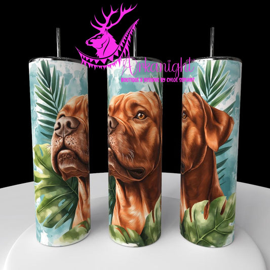 Gourde sur commande - Collection Watercolor Realism - Chiens - Pittbul roux - 01