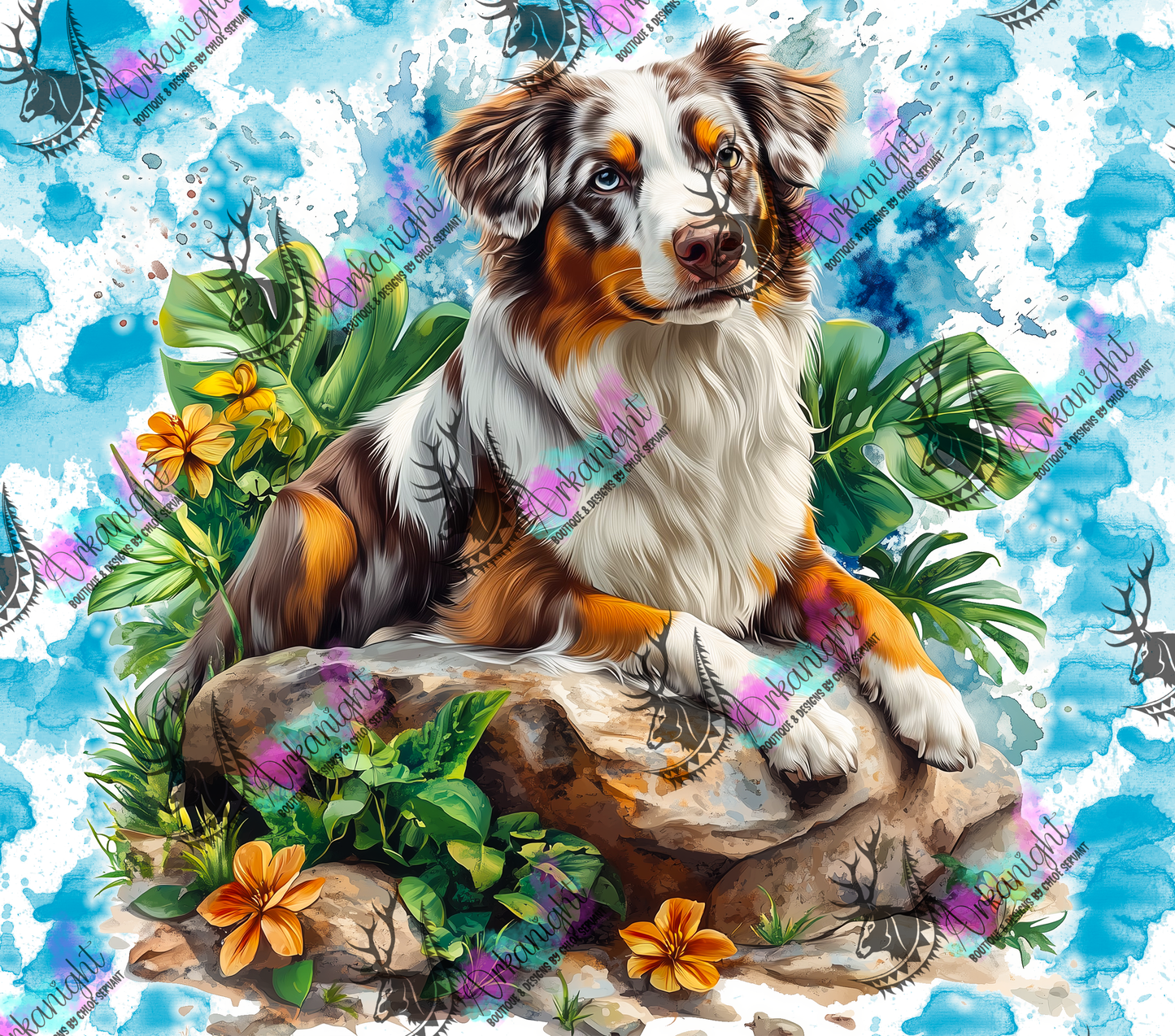 Numérique - Collection Watercolor Realism - Chiens - Berger Australien Rouge Merle-02