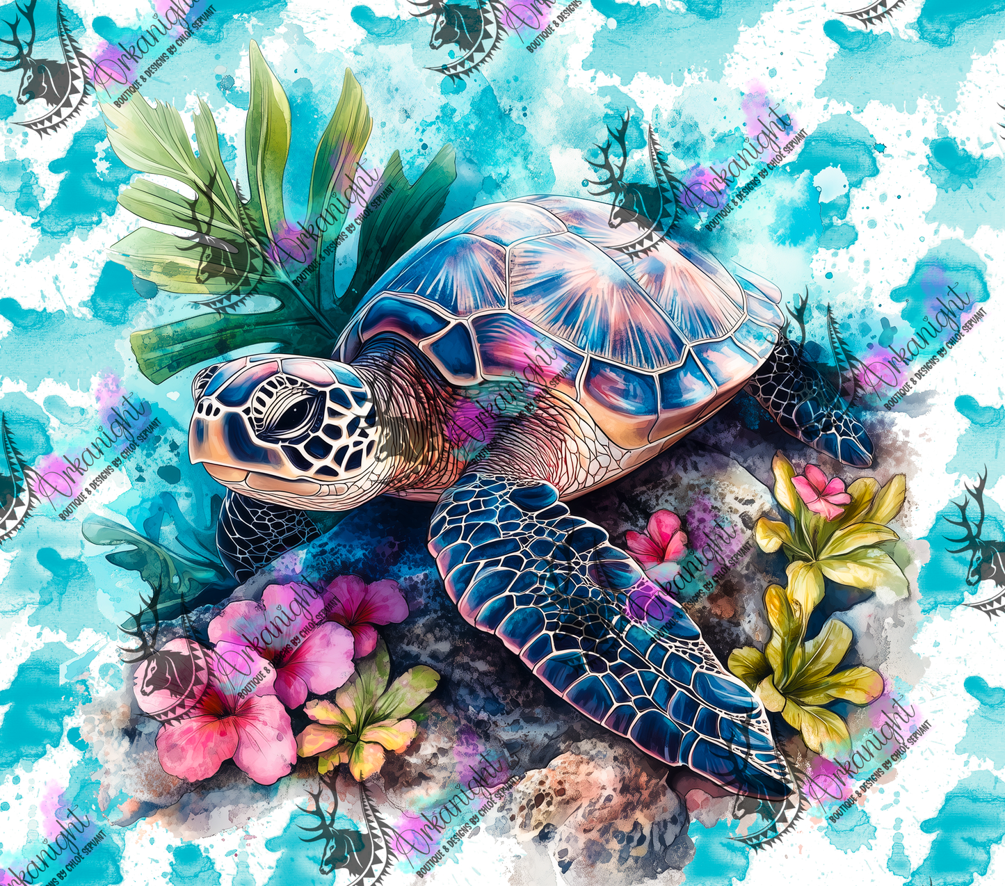 Numérique - Collection Watercolor Realism - Animaux - Tortue de mer