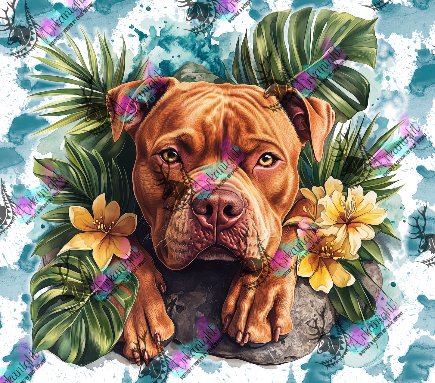 Numérique - Collection Watercolor Realism - Chiens - Pittbull Roux-02