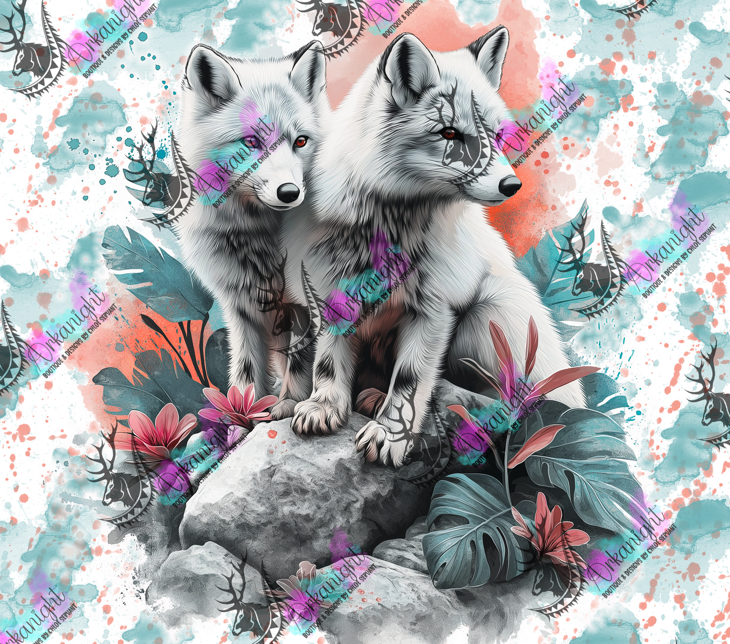 Numérique - Collection Watercolor Realism - Animaux - Renard Blanc