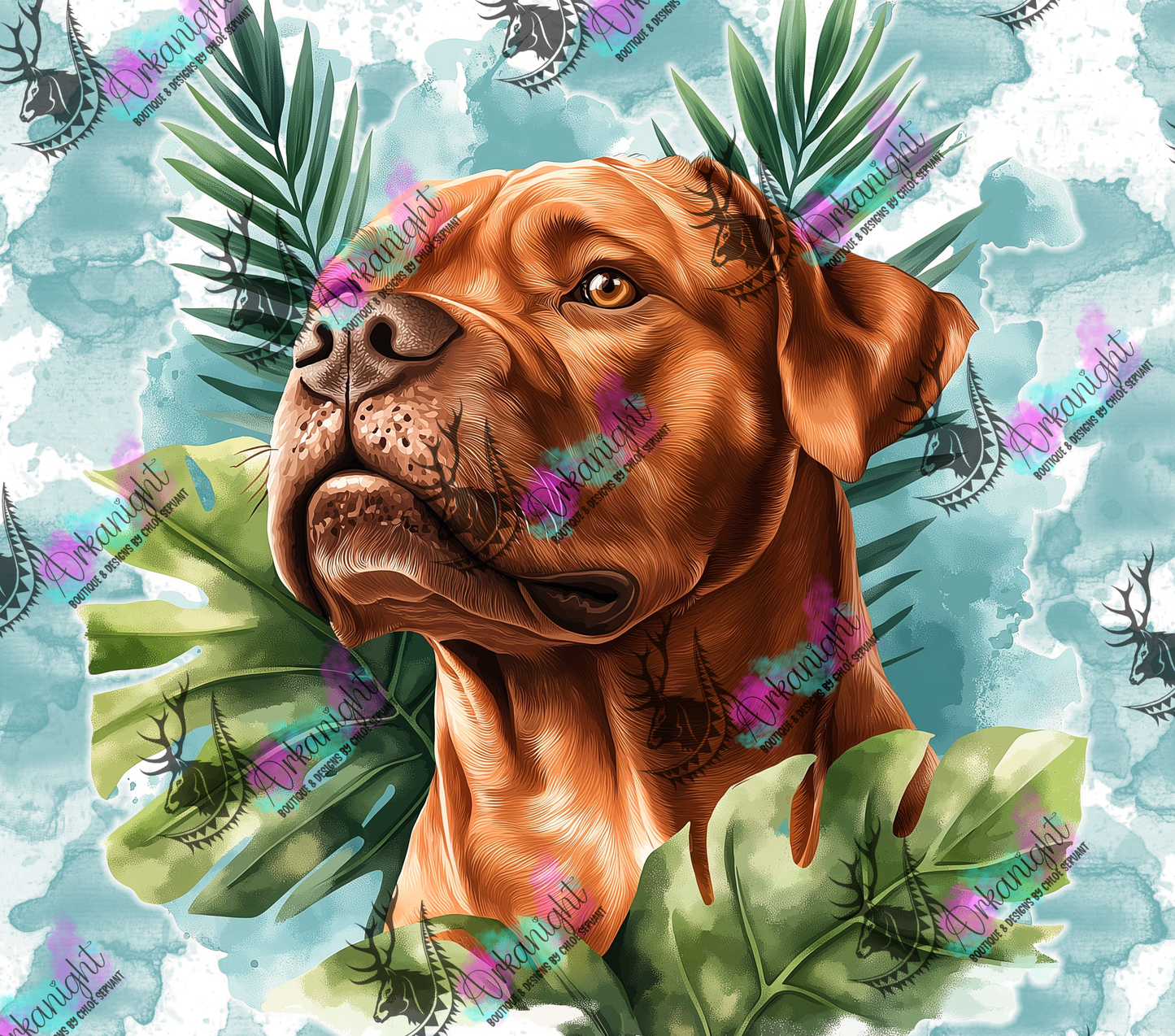 Numérique - Collection Watercolor Realism - Chiens - Pittbull Roux-01