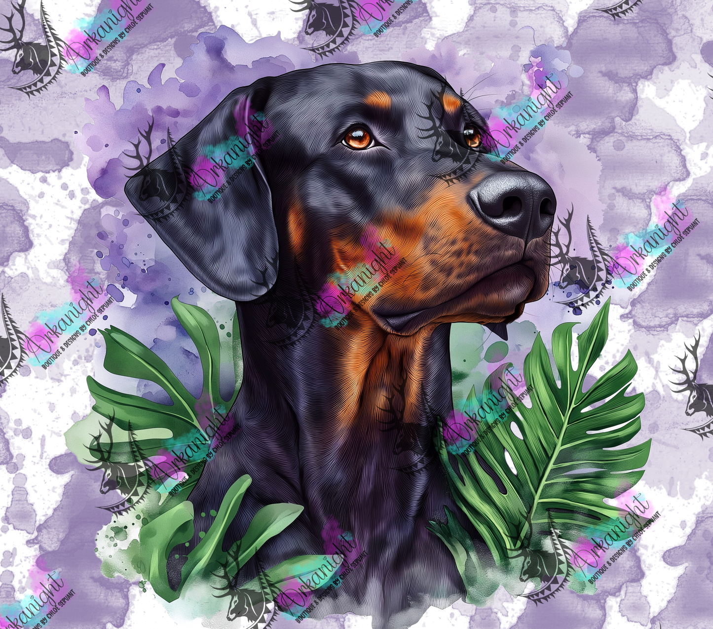 Numérique - Collection Watercolor Realism - Chiens - Doberman