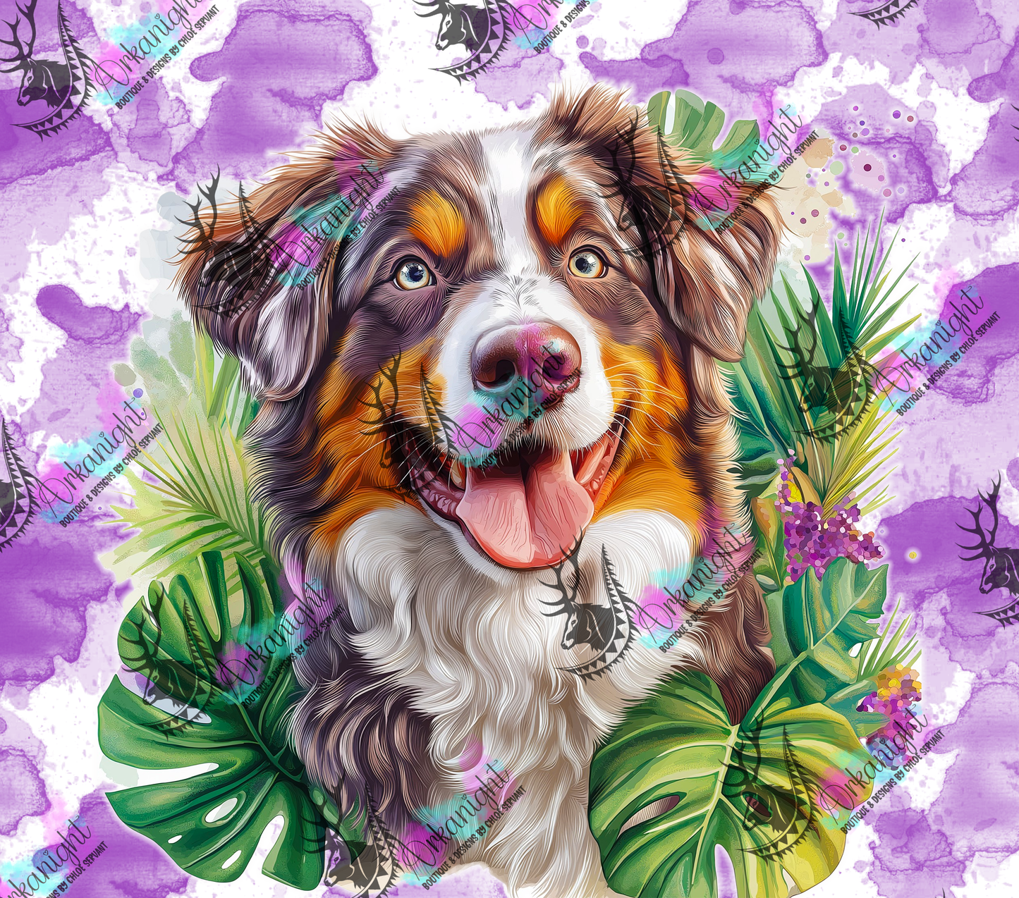 Numérique - Collection Watercolor Realism - Chiens - Berger Australien Rouge Merle-01